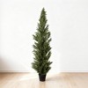 5FT Artificial Cypress Tree, UV Resistant, Realistic Fake Topiary Plant, Black Plastic Pot-- Frevyn - 3 of 4