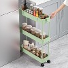 Acoinel Slim Storage Cart 3 Tier,Bathroom Organizer Rolling Utility,Mobile Shelving Unit Slide Out for Office, Kitchen - 3 of 3