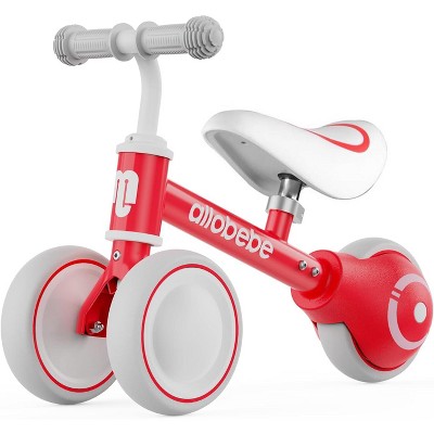 Allobebe Baby Balance Bike for Ages 1-3 – Adjustable Seat, Silent & Soft 3 Wheel Ride On Red