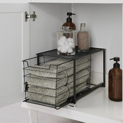 LunaLulinlk Large Stackable Slide-Out Drawer Organizer, Matte Black