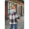 Womens Shirts Coat Long Sleeve Hooded Plaid Casual Loose Shirt Jacket - 2 of 4