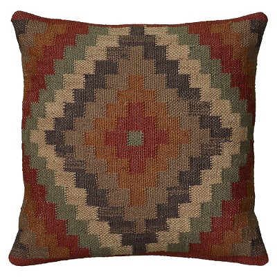 18"x18" Southwestern Striped Square Throw Pillow Rust/Navy - Rizzy Home