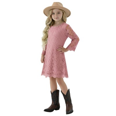 2Bunnies Girls' Boho Rustic Garden Lace Flower Girl Dress
