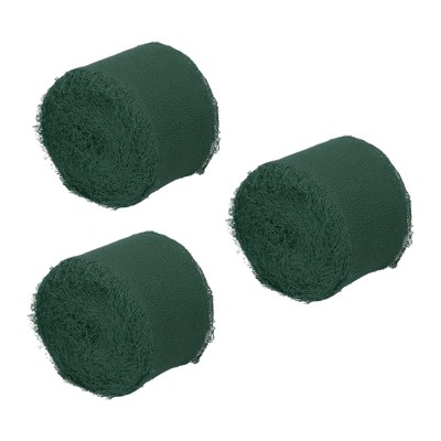 Unique Bargains DIY Crafts Party Gift Wrapping Fringe Chiffon Silk Ribbon 3 Rolls