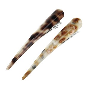Unique Bargains Women's Metal Long Duckbill Hair Clips Coffee Light Coffee 5.31"x0.83"x1.18" 2 Pcs - 1 of 4