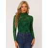 Allegra K Women's See-Through Long Sleeve Turtleneck Sheer Floral Lace Blouse - 2 of 4