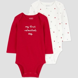 Carter's Just one you® Baby 2pk My First Valentines Day Bodysuit - Red/White - 1 of 3