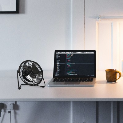 Optimus 4" Black Metal Personal Desk Fan