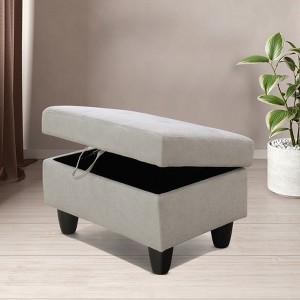 AndMakers 28.5 in. W Flannel Polyester Blend Rectangle Ottoman with Storage - 1 of 4