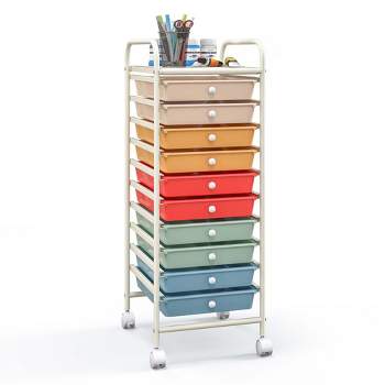Costway 15 Drawer Rolling Storage Cart Tools Scrapbook Paper Office School  Organizer Colorful 
