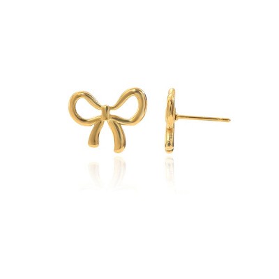 Paaaawaters 18K Gold-Plated Bow Earrings Symmetrical Mirror-Finish Stainless Steel Jewelry, Hypoallergenic & Tarnish-Free Luxury Gift