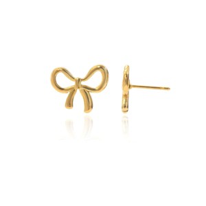 Paaaawaters 18K Gold-Plated Bow Earrings Symmetrical Mirror-Finish Stainless Steel Jewelry, Hypoallergenic & Tarnish-Free Luxury Gift - 1 of 4