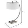 Cal Lighting LA-8038DK Belfort Metal Desk Lamp with 2 Power Outlets and 1 USB Charging Port, Brushed Steel - 4 of 4