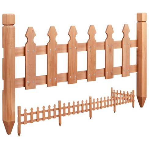 Yaheetech Rustic Wood Garden Fence Wood Picket Fence, Brown : Target