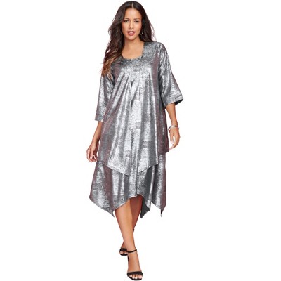 Roaman's Women's Plus Size Metallic 2-Piece Jacket Dress