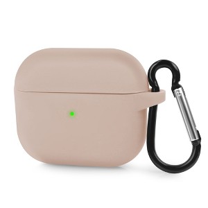 Insten Silicone Case Compatible with Airpods 3 3rd Gen 2021 Earbuds Protective Cover with Carrying Keychain for Girls Women Boys Men, Sand Pink - 1 of 4