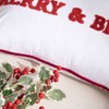 14"x24" Oversized Merry & Bright Embroidered Lumbar Throw Pillow White - Evergrace - 3 of 4