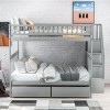 Streamdale Full over Full Bunk Bed with Two Drawers and Storage, Gray - 2 of 4