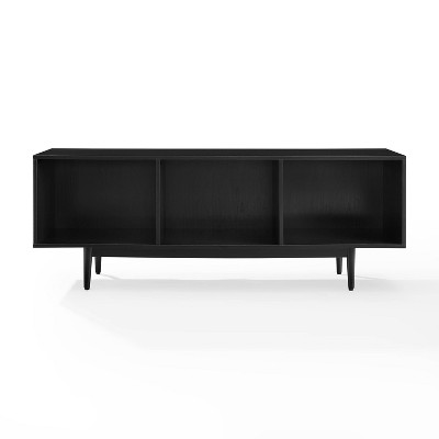 Mid-Century Modern Large Black Wood Record Storage Console