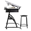 Core Drawing Table & Stool Set, Adjustable Art Desk with Storage, Charcoal Black/White - Studio Designs: Laminate Surface, Metal Frame - 4 of 4