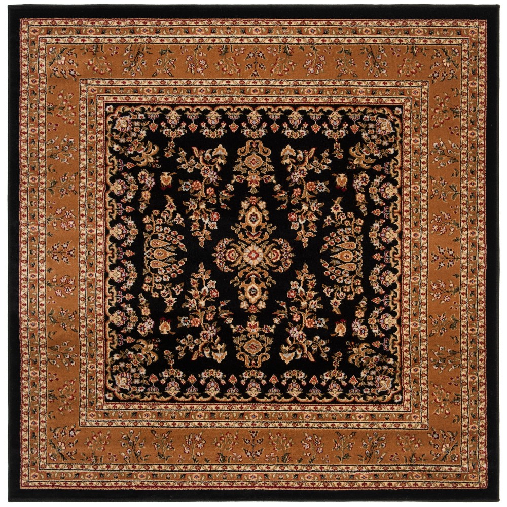6'x6' Loomed Floral Square Area Rug Black/Tan - Safavieh