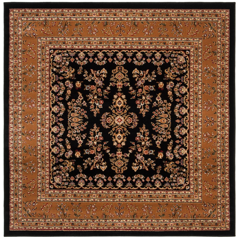 8'x8' Loomed Floral Square Area Rug Black/Tan - Safavieh