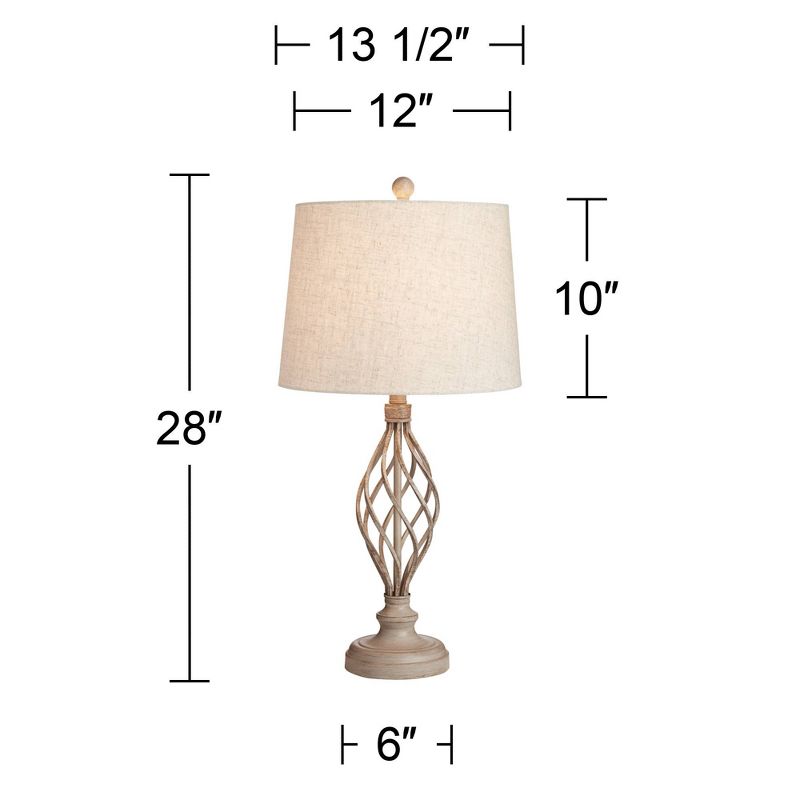 Franklin Iron Works Annie Modern Coastal Table Lamps 28" Tall Set of 2 Weathered Sand Iron Cream Tapered Drum Shade for Bedroom Living Room Bedside, 4 of 8