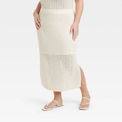 Women's Midi Sweater Skirt - A New Day™ Cream 4x : Target
