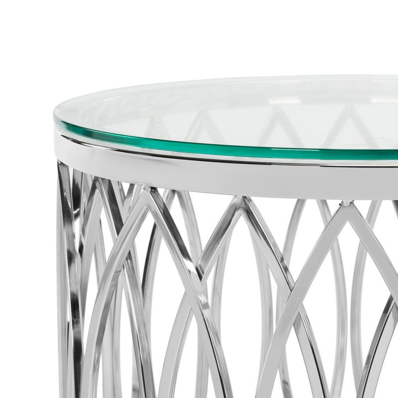 April Glass Top End Table - Chrome - Safavieh., 2 of 7