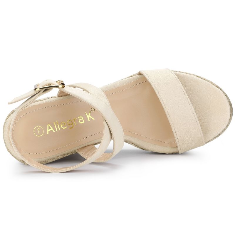 Allegra K Women's Slingback Crisscross Espadrille Wedges Heel Sandals, 4 of 8