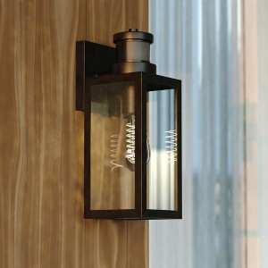 VAXCEL Lombard 4.75-in. 1 Light Black Motion Sensor Dusk to Dawn Outdoor Wall Lantern Clear Glass - 1 of 4