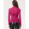 INSPIRE CHIC Women's Mesh Glitter Shiny Mock Turtleneck Long Sleeve Slim Party Shirts - 4 of 4