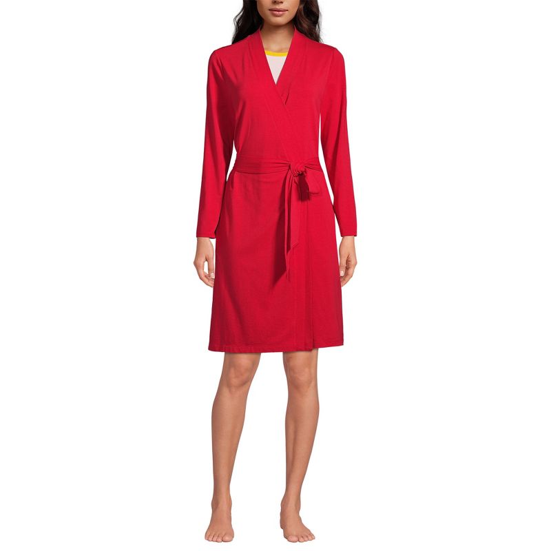 Lands' End Women's Cotton Blend Above the Knee Length Robe, 1 of 5
