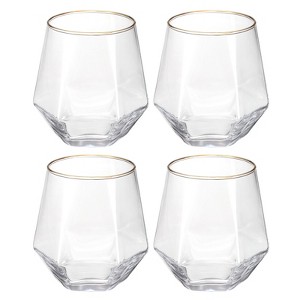 Unique Bargains Stemless Geometric Design Diamond Whiskey Glasses 4 Pcs - 1 of 4