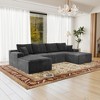 131.9"70.8" Plush Corduroy 4-Piece Modular Sectional Sofa with No Assembly Required and Comfortable Chaise Lounge - 4 of 4