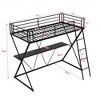 Twin Size Loft Bed with Desk, Ladder and Full-Length Guardrails, X-Shaped Metal Bed Frame, Black - ModernLuxe - 4 of 4