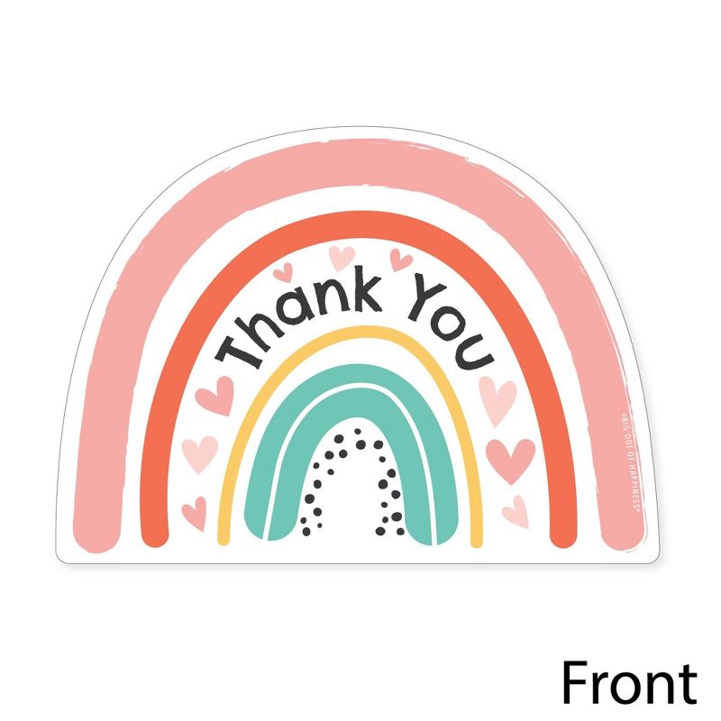 Big Dot of Happiness Hello Rainbow - Shaped Thank You Cards - Boho Baby Shower and Birthday Party Thank You Note Cards with Envelopes - Set of 12, 3 of 8