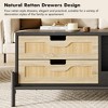 Modern Coffee Table for Living Room, Wood Center Table with LED Lights, 4 Rattan Drawers & 2 Storage Compartments, for Apartment, Office, Black/Oak - 4 of 4