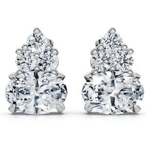 Pompeii3 Certified 5Ct Oval Diamond Studs 14k Gold Lab Created FG/VS - 1 of 4