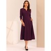 INSPIRE CHIC Women's Elegant Split Neck Side Zipper Pockets 3/4 Sleeve Work A-Line Dress - 3 of 4