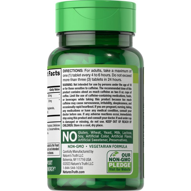 Nature's Truth Caffeine 220mg with Green Tea Extract | 120 Tablets, 3 of 5