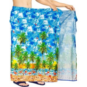 HAPPY BAY Men's Beachwear Wraps Swim Bath Trunk Swimsuit Regular Surfing Swimwear Summer Sarong Long Pareo Wrap One Size Blue, flamingo - 1 of 4