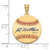 Black Bow Jewelry 14K Gold Plated Eddie Mathews Signature SM Enamel Baseball Pendant - 4 of 4