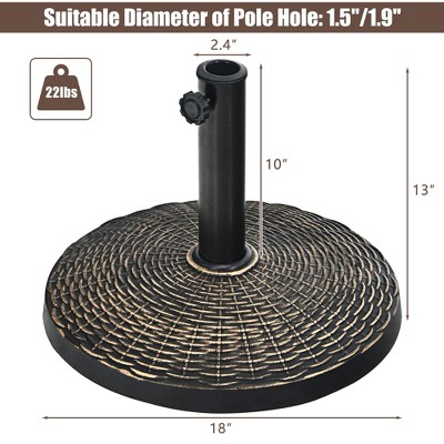 Bronze Resin and Steel Round Patio Umbrella Base Stand