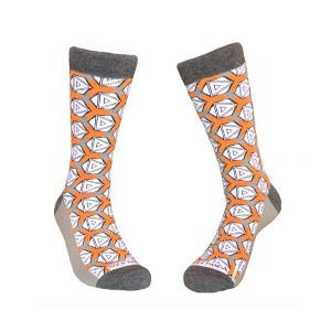Stylish and Unique Orange & Grey Geometric Socks from the Sock Panda (Men's Sizes Adult Large) - 1 of 4