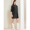 Allegra K Women's Elbow Sleeve Babydoll Mini Jean Shirt Dresses - 3 of 4