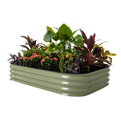 Olive Green 11" Tall Modular Metal Outdoor Raised Garden Bed