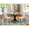 3-Piece Black Finish Solid Wood Top - Button Tufted Dining Room Set - Seats 4 - 2 of 4