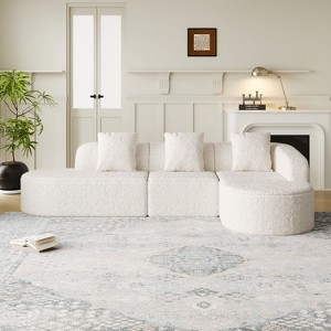 GDFStudio Lenhart Curved Modular L-Shaped Fabric Sofa with Extra-Wide Chaise Lounge - 1 of 4