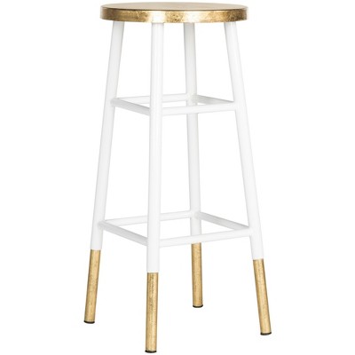 Emery 30" White and Gold Metal Bar Stool